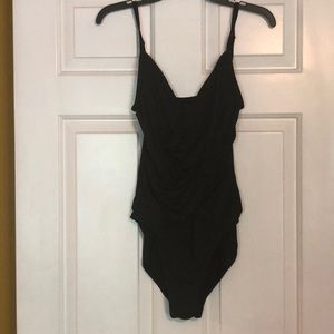 La Blanca black ruched one piece swimsuit size 14
